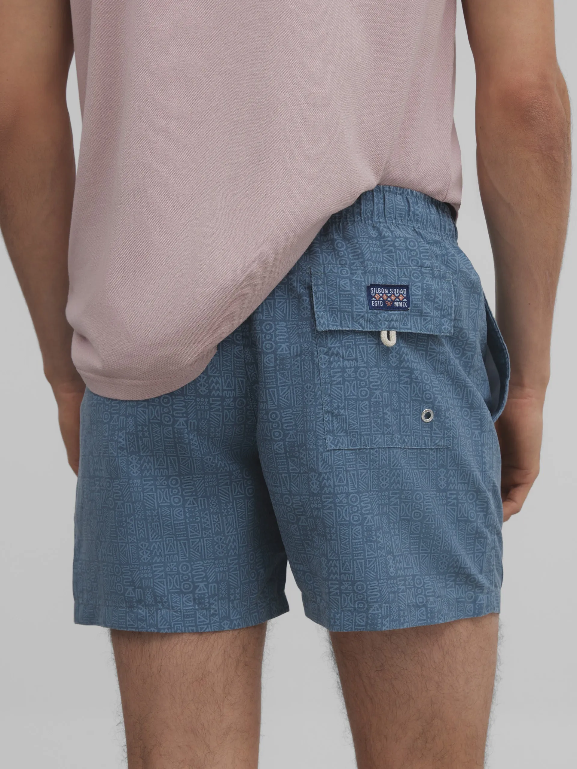 Bañador iconos etnicos azules