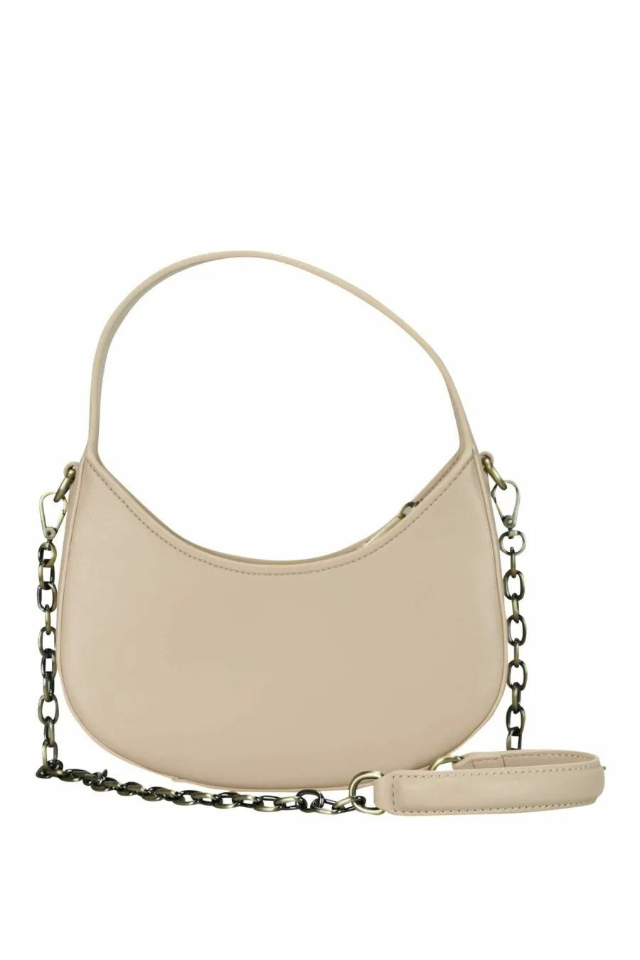 Bolso de hombro beige con logo circular 