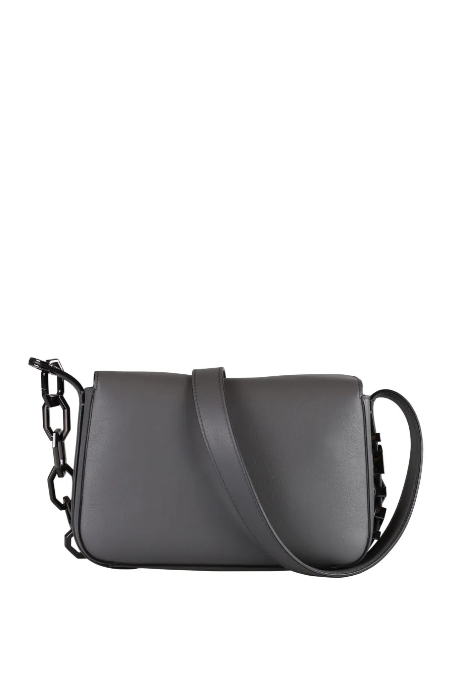 Bolso de hombro gris con cadena