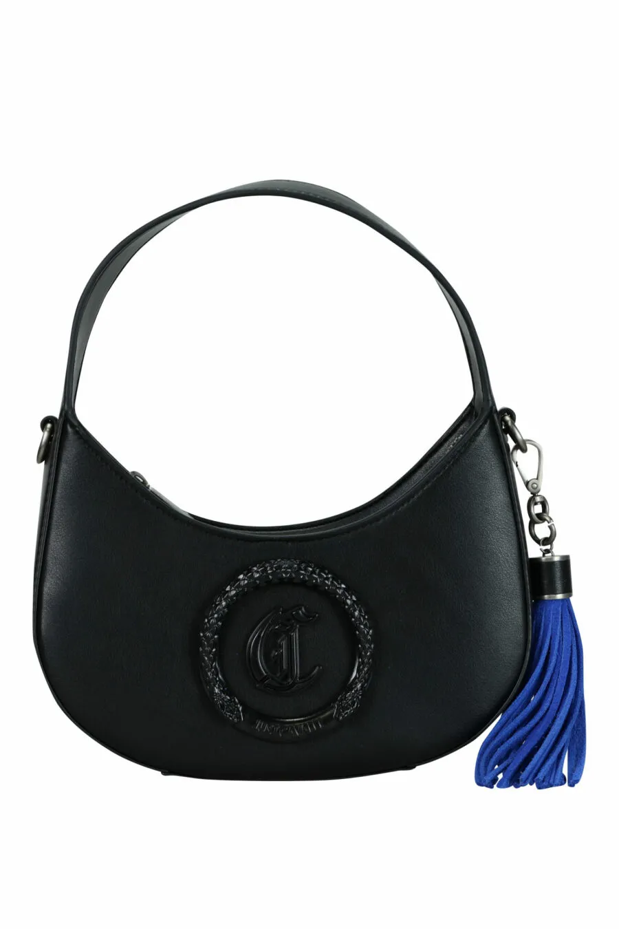 Bolso de hombro negro con logo circular 