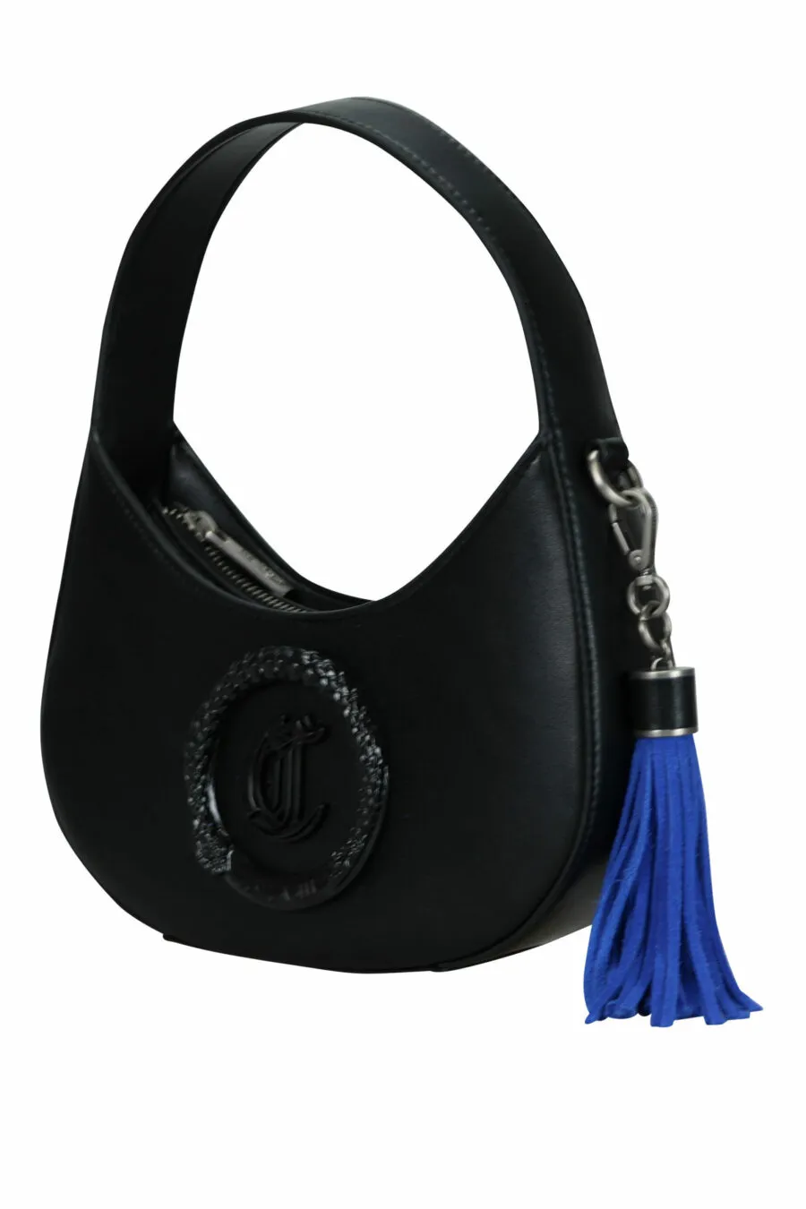 Bolso de hombro negro con logo circular 