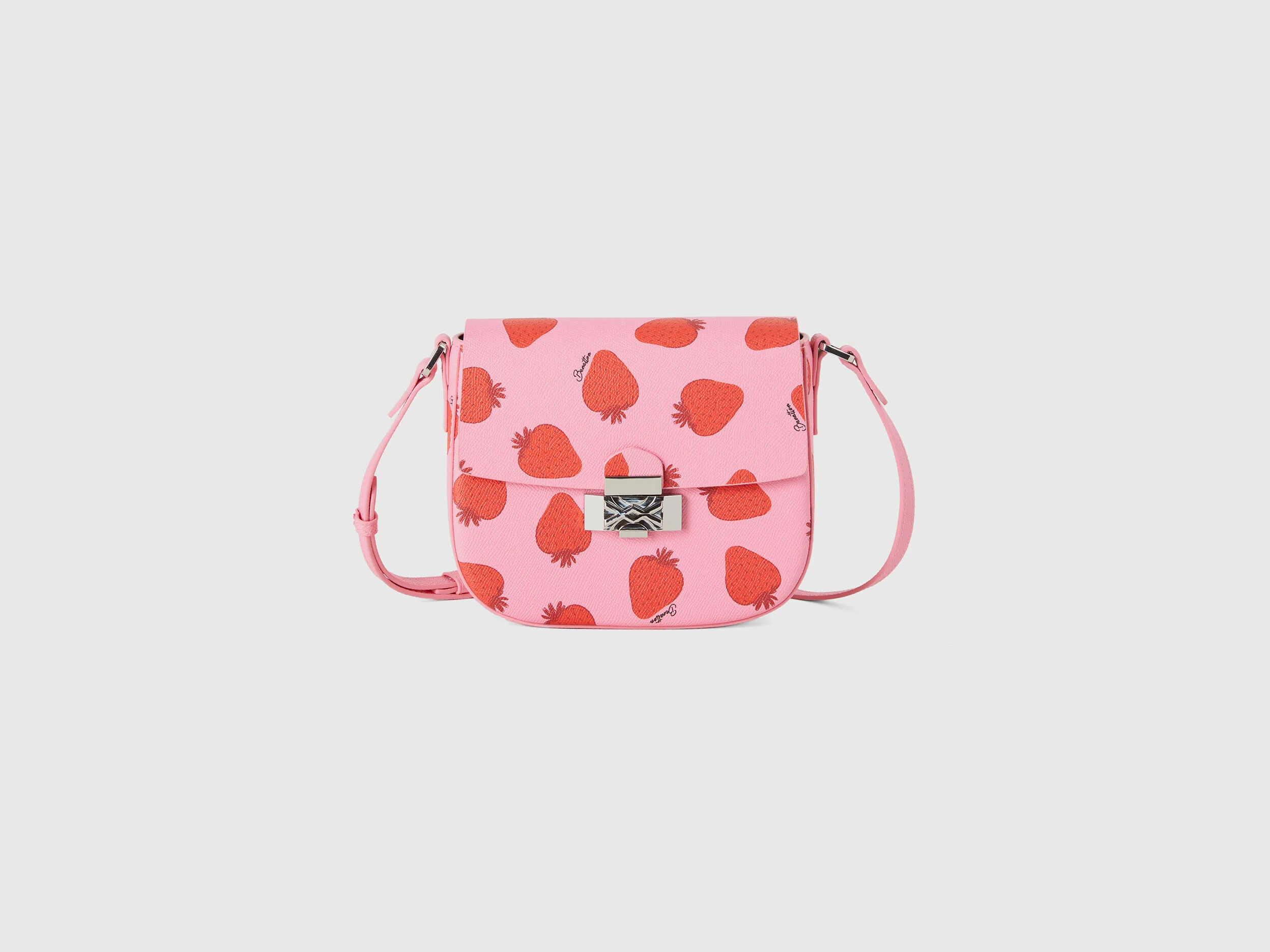 Bolso rosa con estampado de fresas
