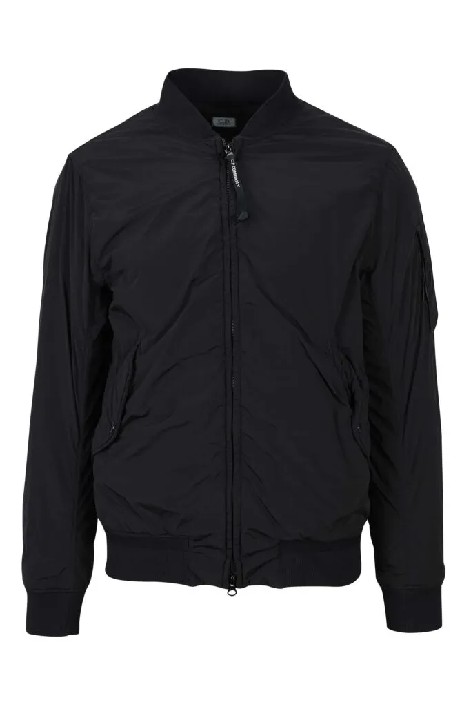 Bomber negra con logo lente lateral