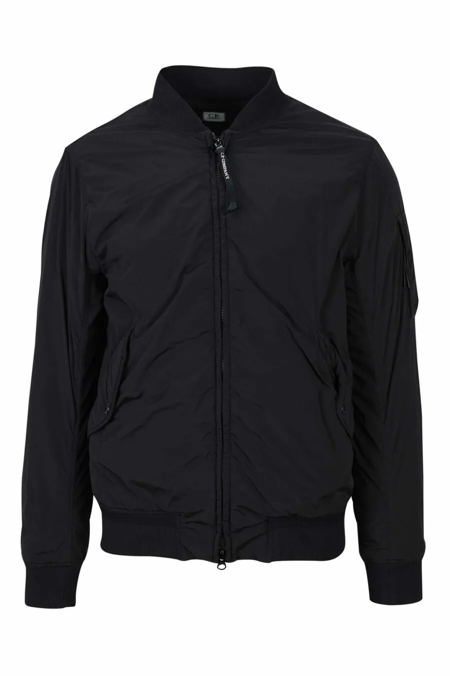 Bomber negra con logo lente lateral