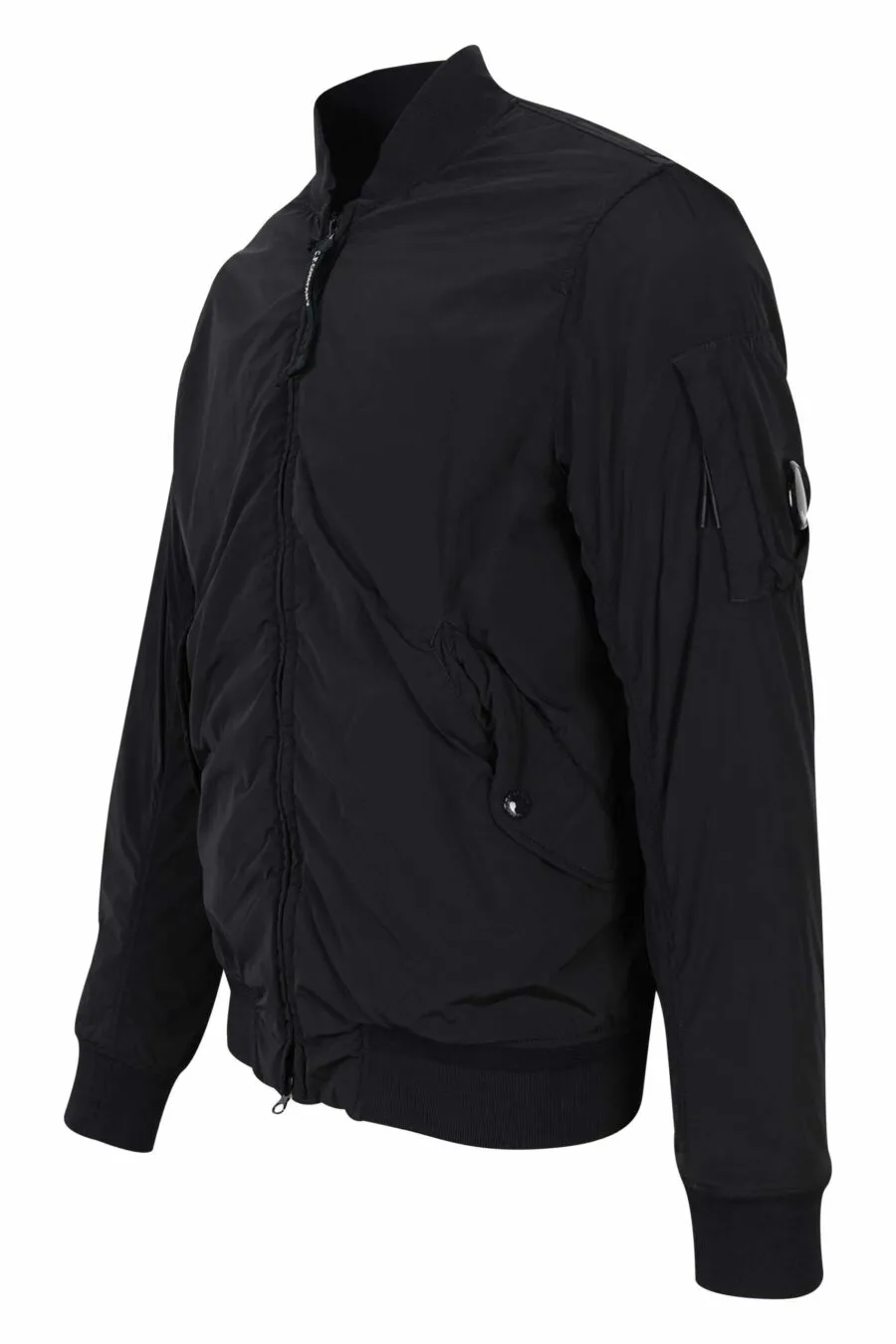 Bomber negra con logo lente lateral