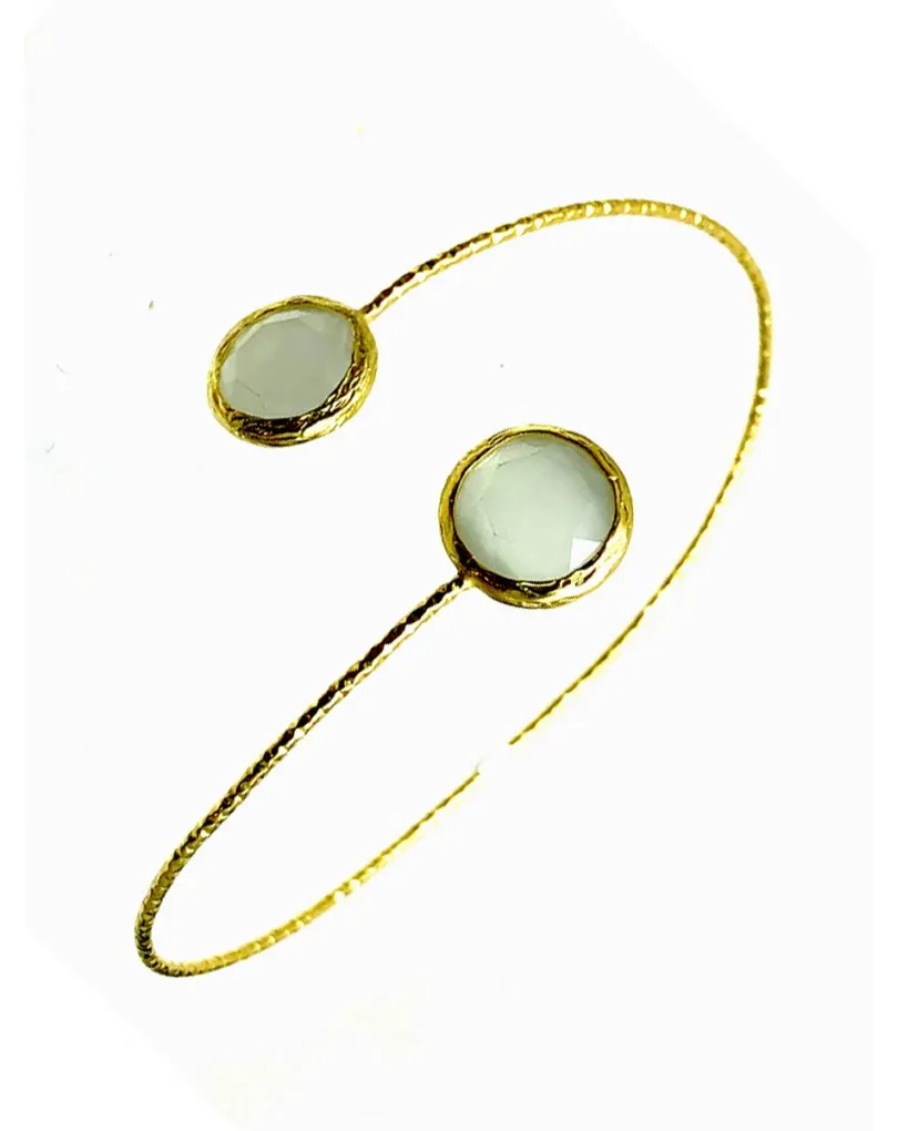 BONITAS PULSERAS DORADAS CON PIEDRAS BLANCAS DE OJO DE GATO