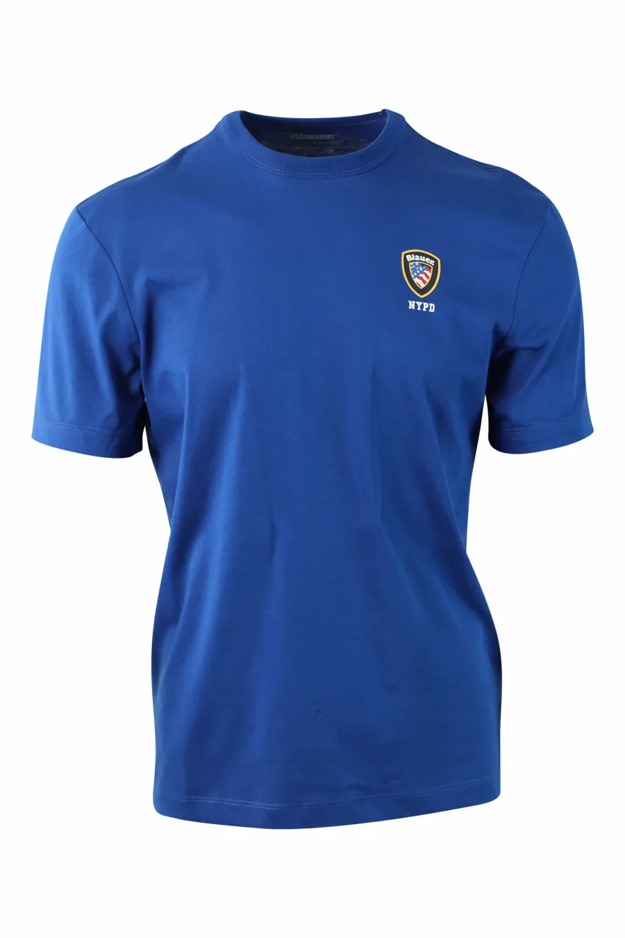 Camiseta azul con minilogo escudo
