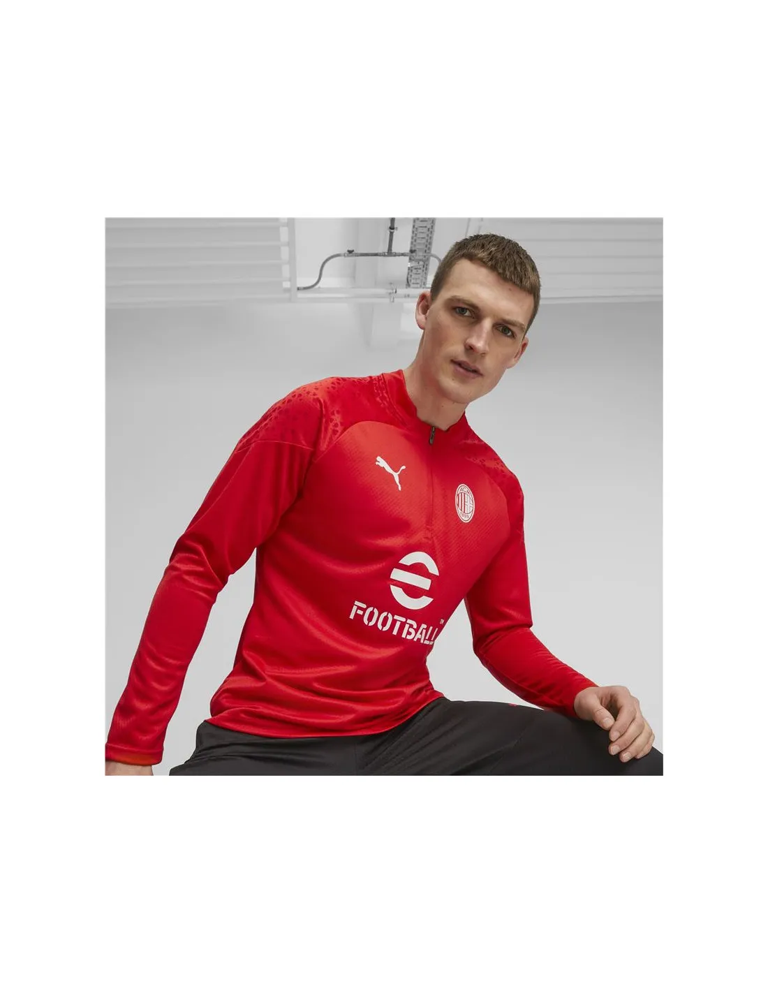 Camiseta de Fútbol Puma Ac Milan Training 1/4 Zip Hombre Rojo