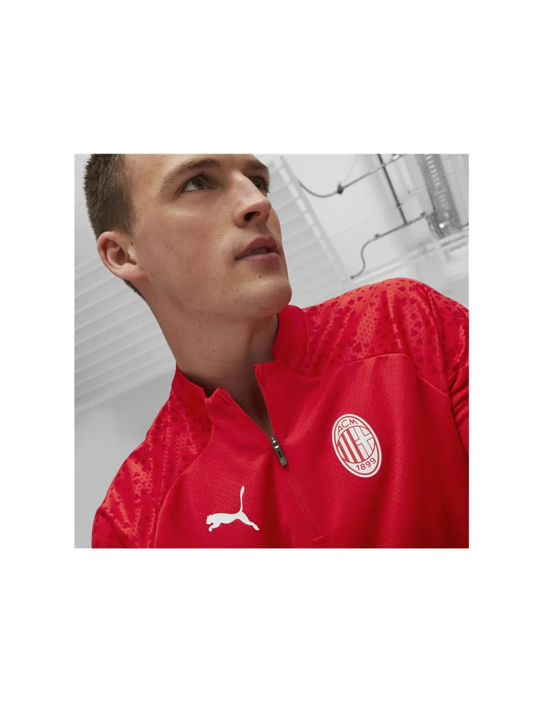 Camiseta de Fútbol Puma Ac Milan Training 1/4 Zip Hombre Rojo
