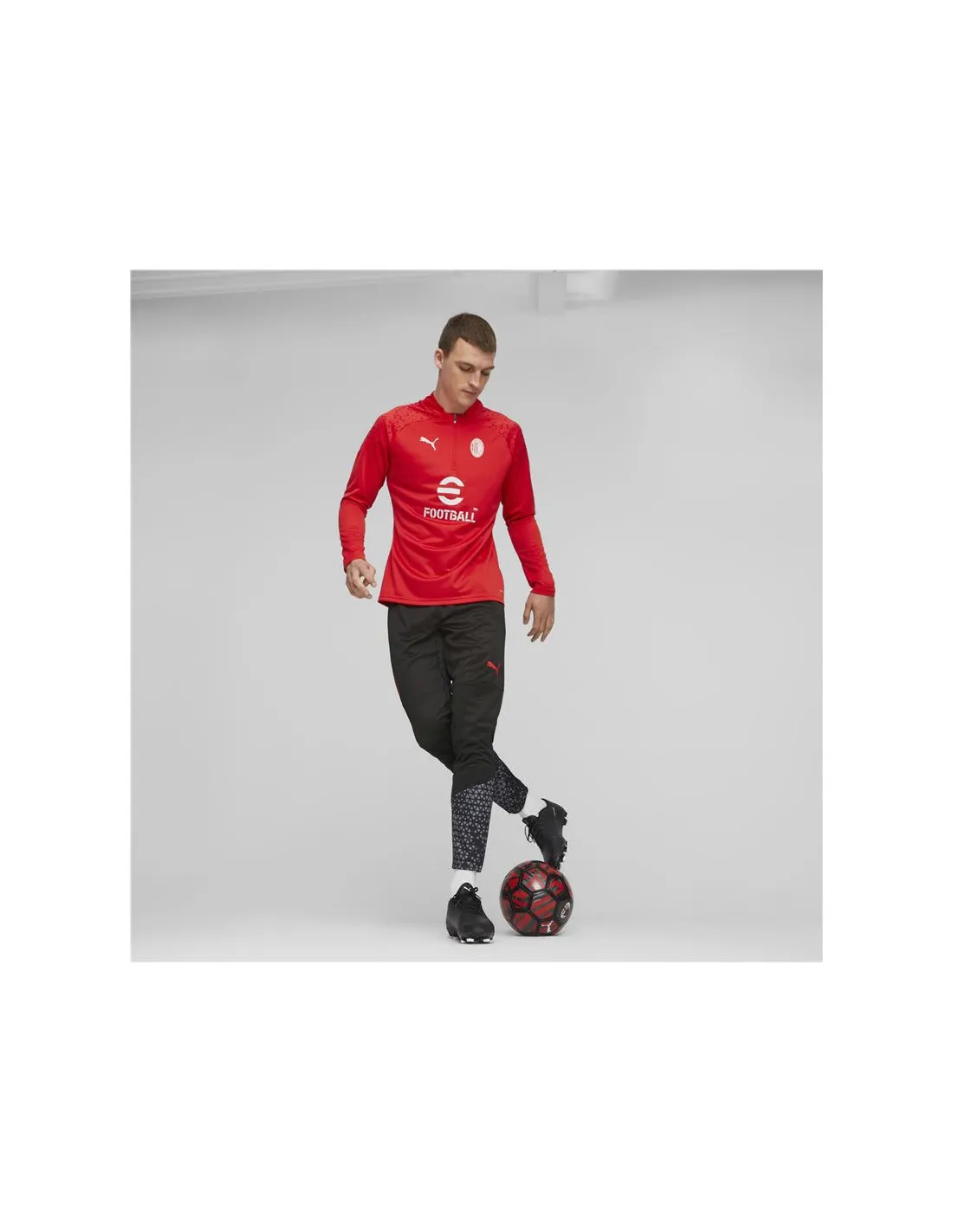 Camiseta de Fútbol Puma Ac Milan Training 1/4 Zip Hombre Rojo