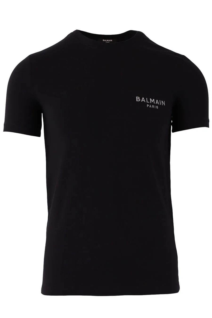 Camiseta interior negra con logo plateado bordado