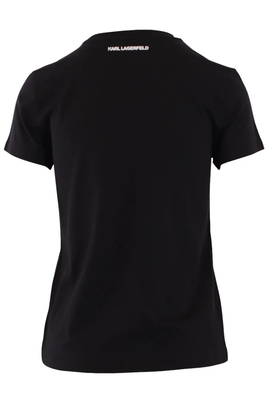 Camiseta negra con logo grande en strass