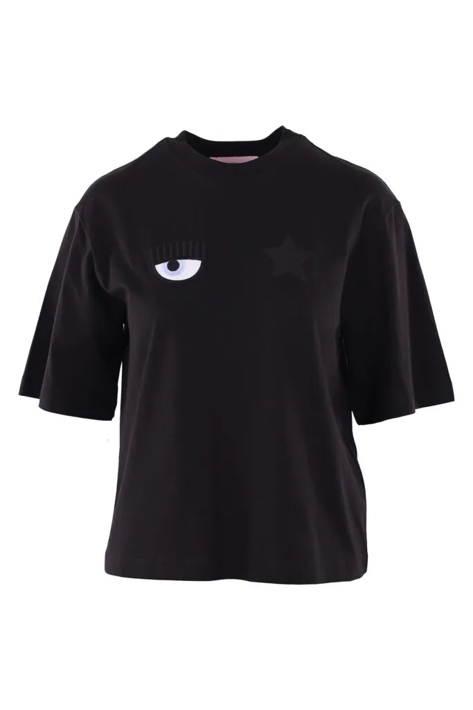 Camiseta negra con logo ojo y estrella