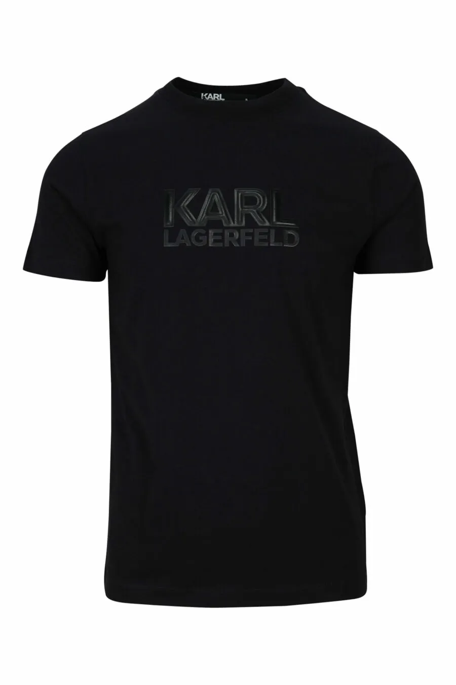 Camiseta negra con maxilogo de goma monocromático