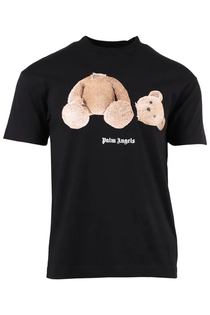 Camiseta negra con oso y logo detrás