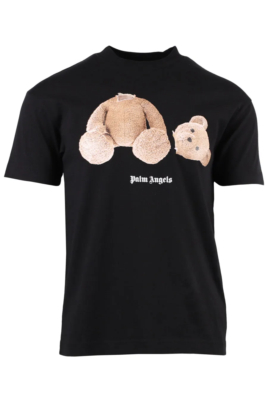 Camiseta negra con oso y logo detrás