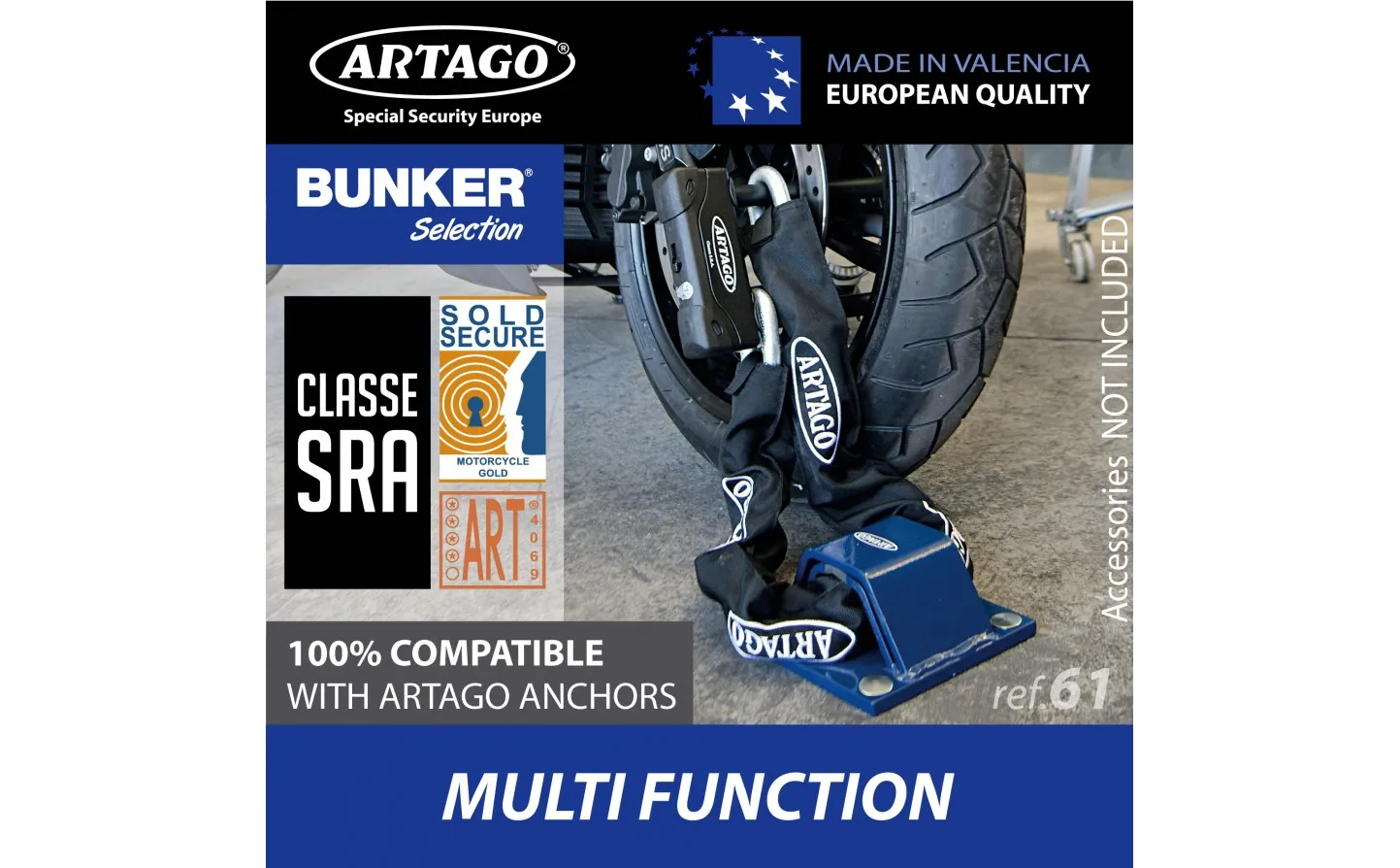 CANDADO MOTO ANTIRROBO U ARTAGO 18ART ø18  320X85 BUNKER |18ART320E|