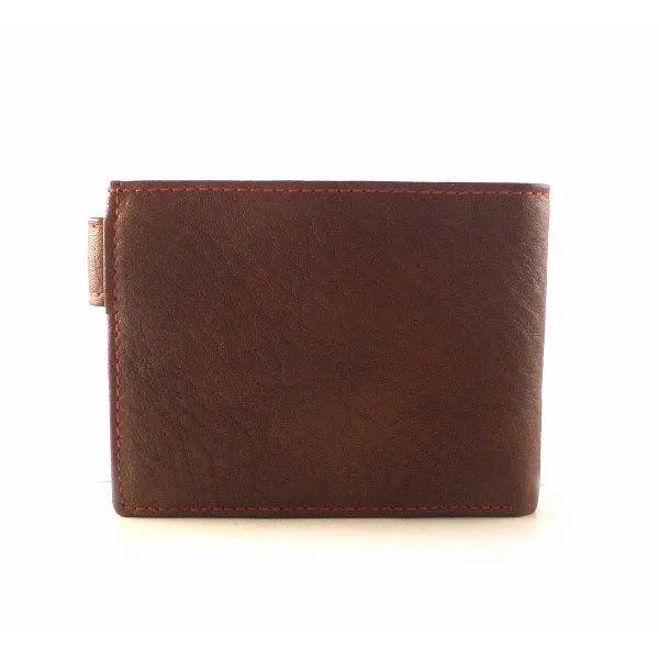 Cartera hombre de piel con monedero y correa de cierre