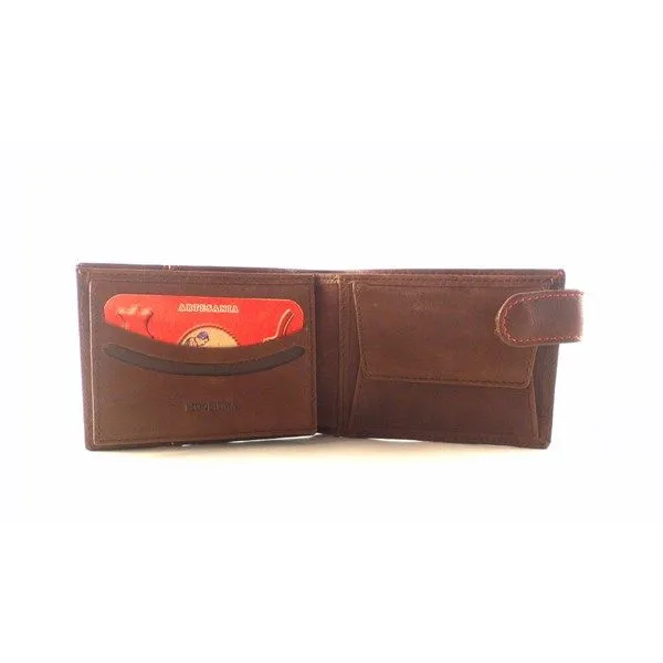 Cartera hombre de piel con monedero y correa de cierre