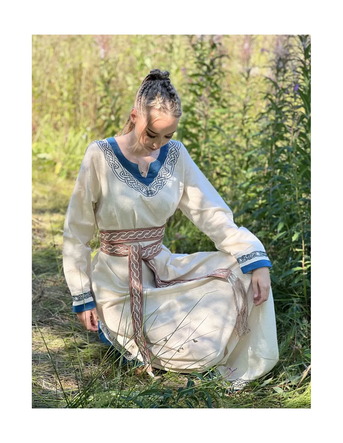 Cinturón vikingo modelo Elina, algodón marrón