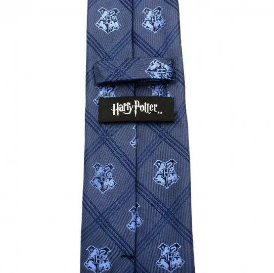 CORBATA ESCUDO HOGWARTS TARTáN AZUL  HARRY POTTER