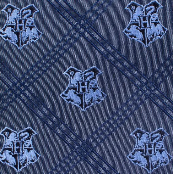 CORBATA ESCUDO HOGWARTS TARTáN AZUL  HARRY POTTER