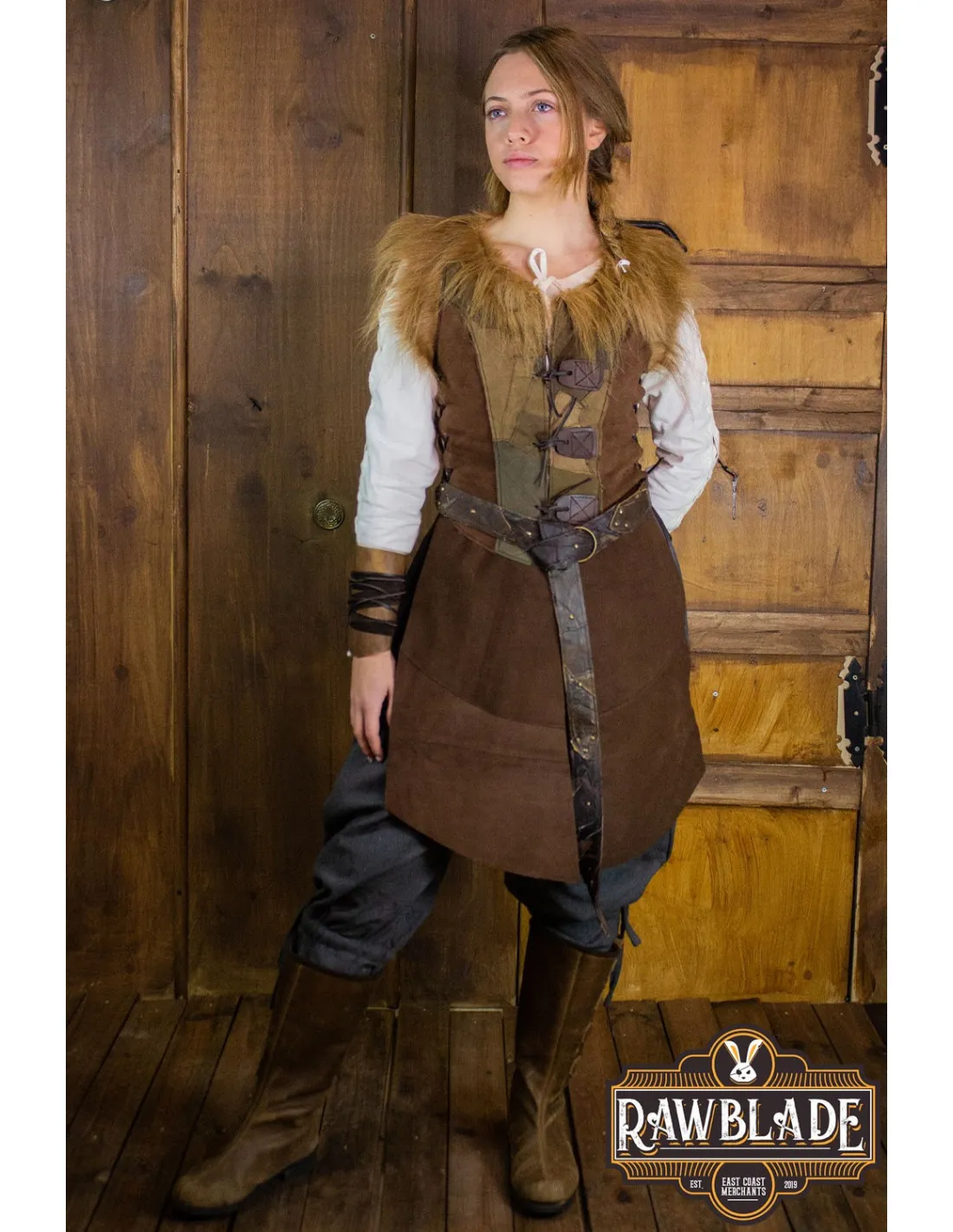 Cuera larga halcón Jerkin para mujer, estilo vikingo