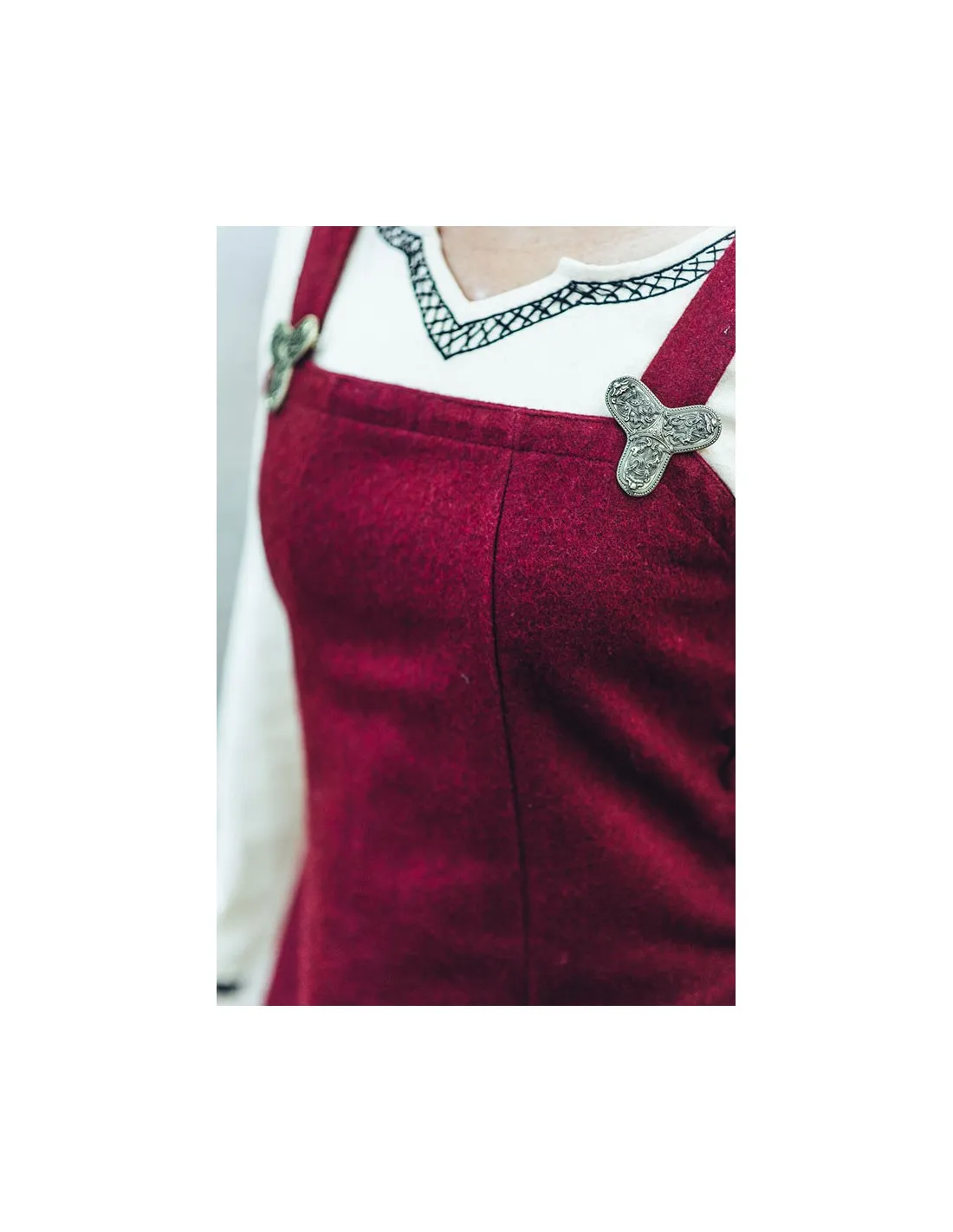 Delantal medieval vikingo Aila en lana, color rojo
