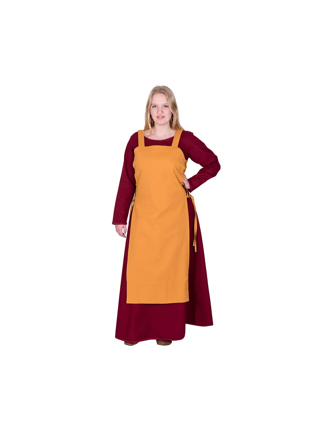 Delantal vikingo Tina en algodón, color amarillo mostaza