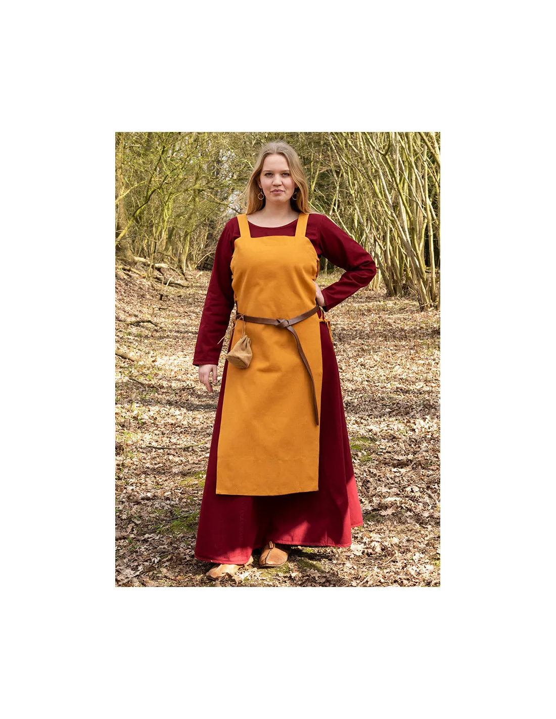 Delantal vikingo Tina en algodón, color amarillo mostaza