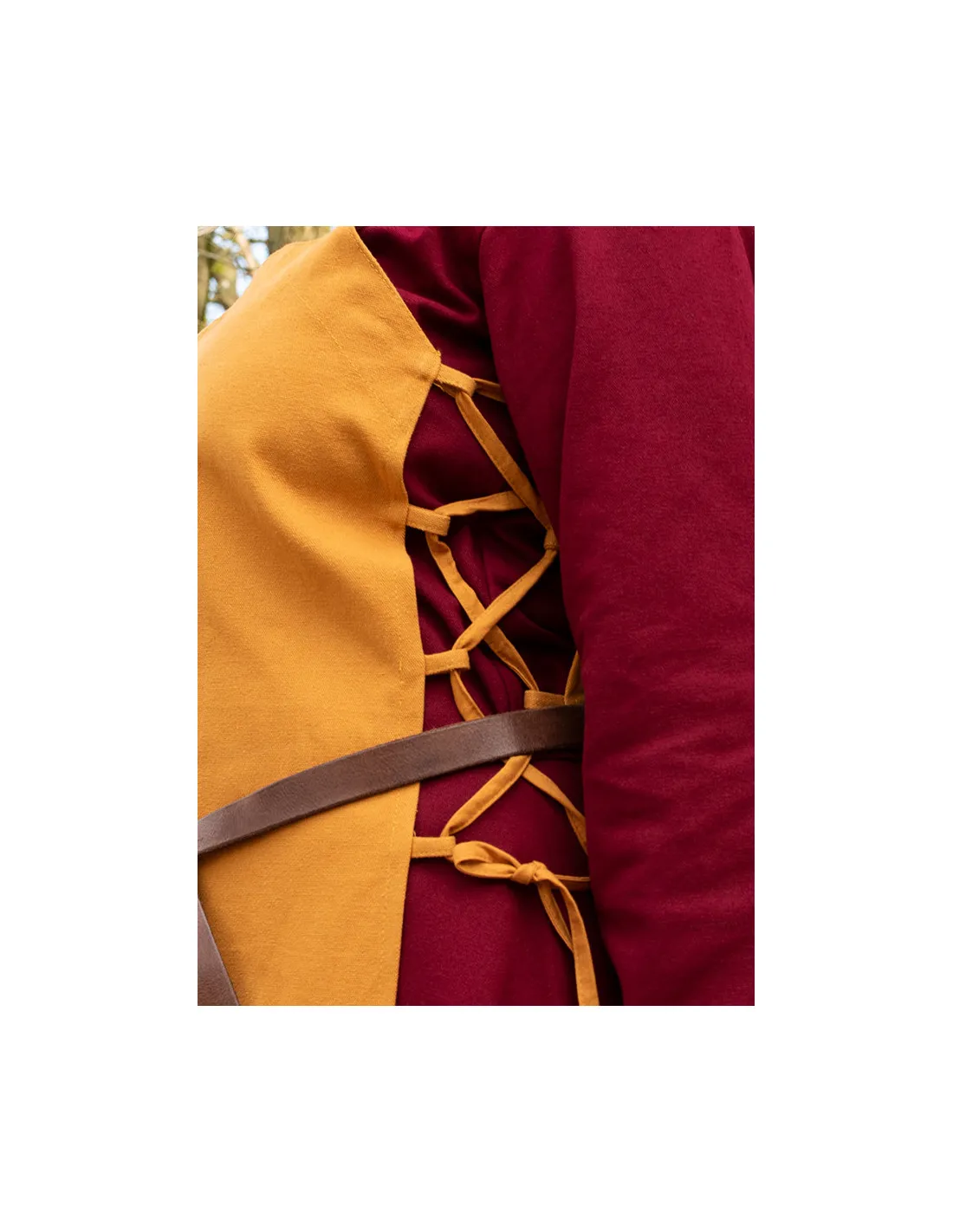 Delantal vikingo Tina en algodón, color amarillo mostaza