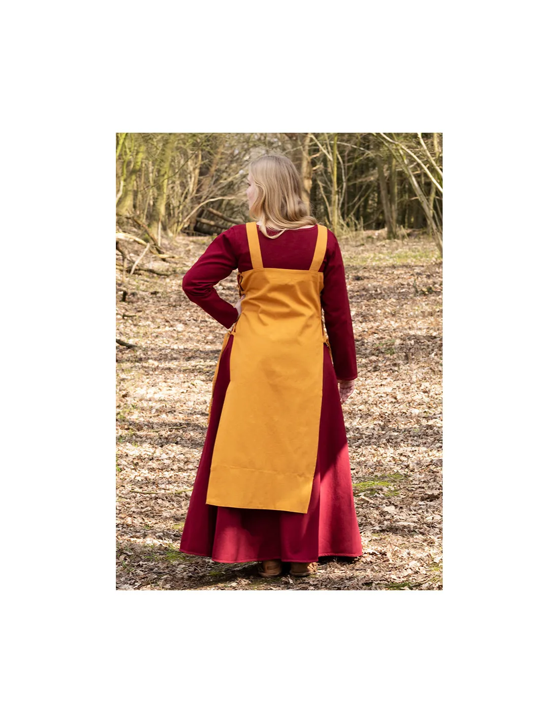 Delantal vikingo Tina en algodón, color amarillo mostaza