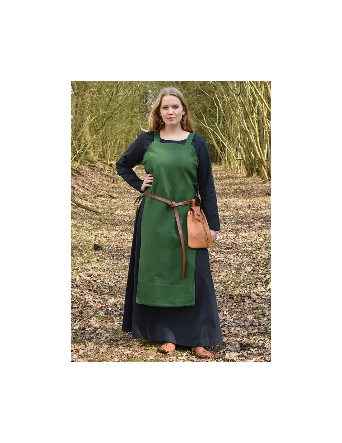Delantal vikingo Tina en algodón, color verde