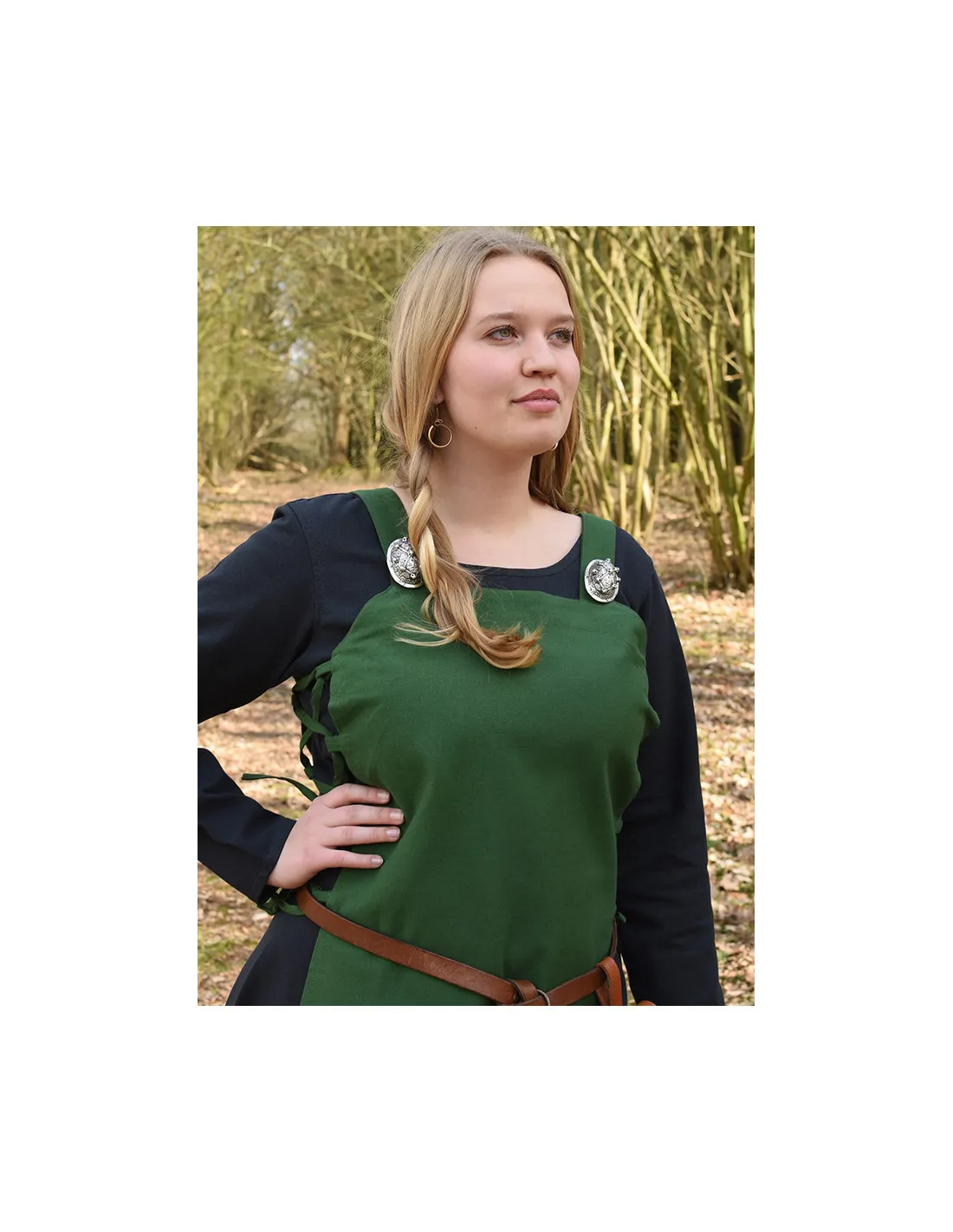 Delantal vikingo Tina en algodón, color verde
