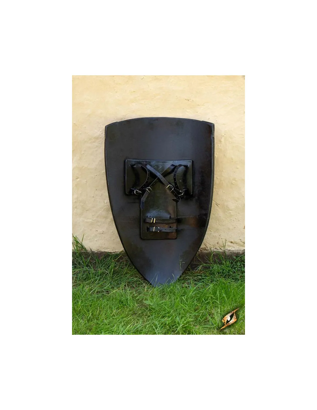 Escudo templario blanco negro, 90 x 60 cm.