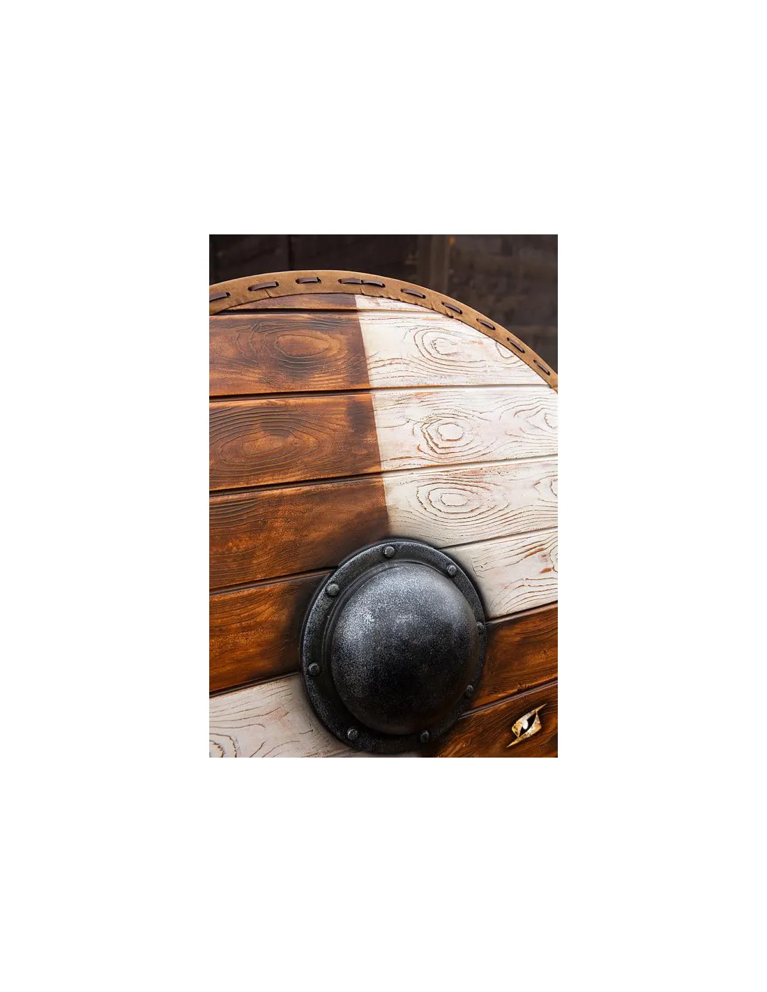 Escudo vikingo Thegn Blanco/Madera para LARP, ø 80 cm.