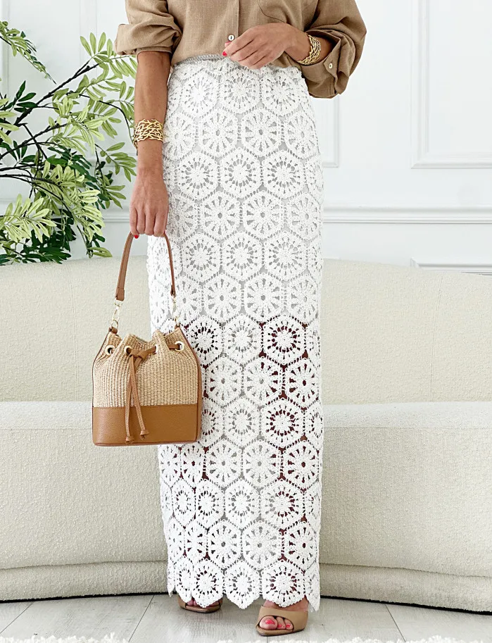 Falda Mallorca crochet blanca
