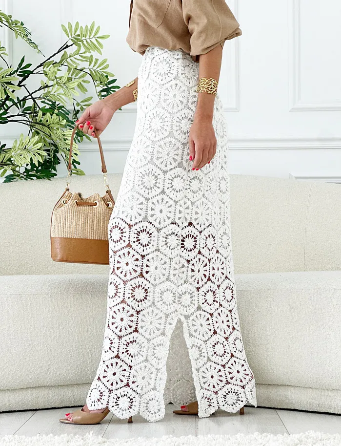 Falda Mallorca crochet blanca