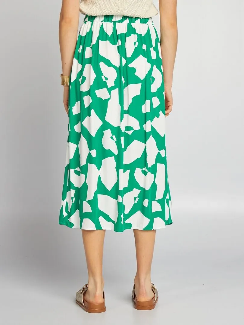 FALDA MIDI FLUIDA ESTAMPADA  VERDE