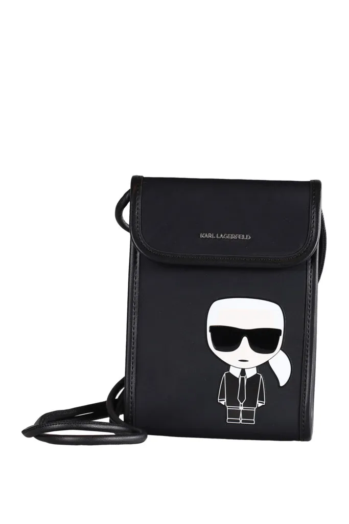 Funda negra de nailon con logotipo para el móvil
