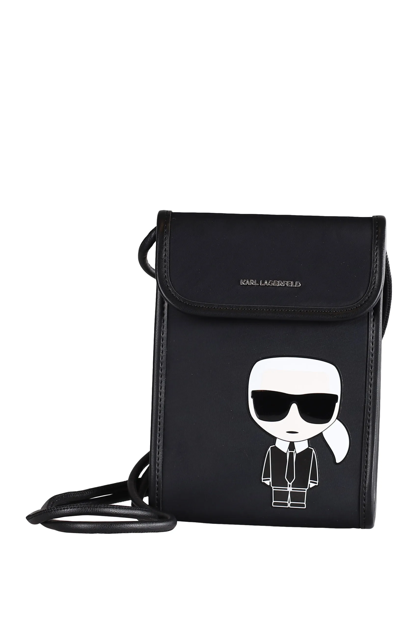 Funda negra de nailon con logotipo para el móvil