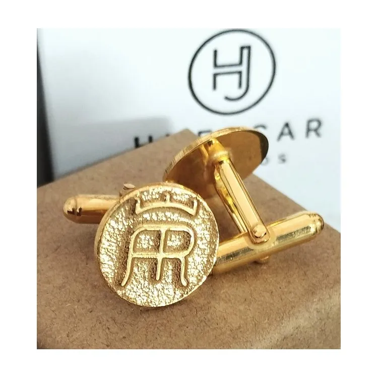 Gemelos Escudo ganadería en relieve en plata de ley
