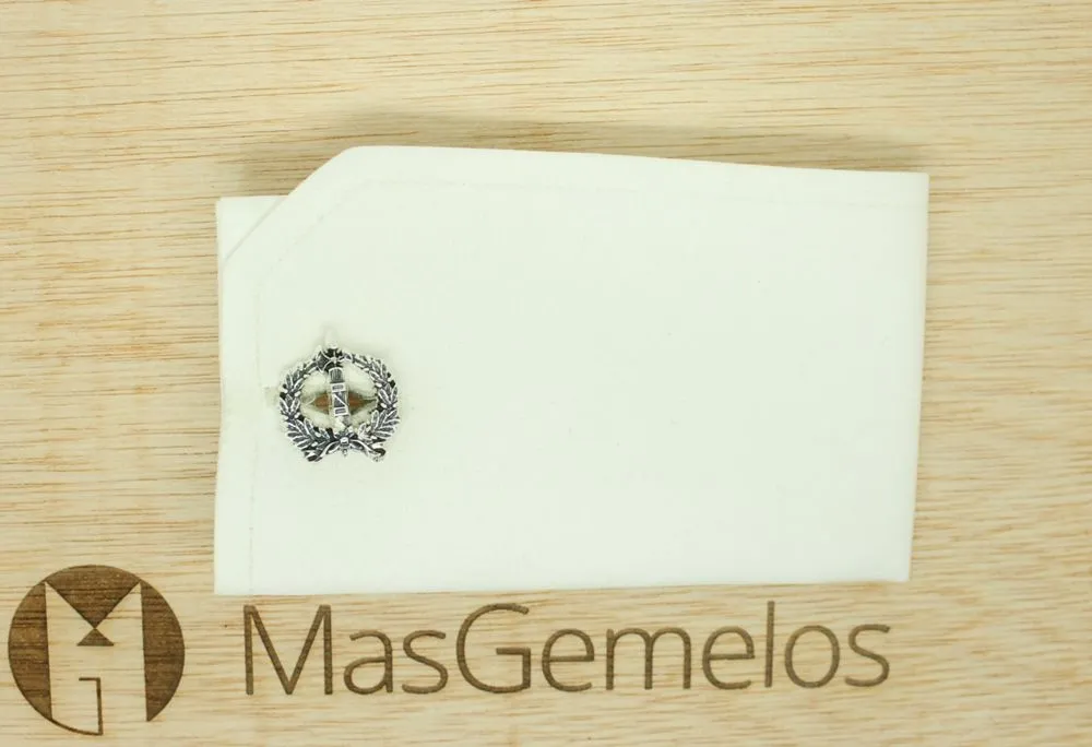 Gemelos Escudo Jurídico Militar Plata de Ley 925 PREMIUM