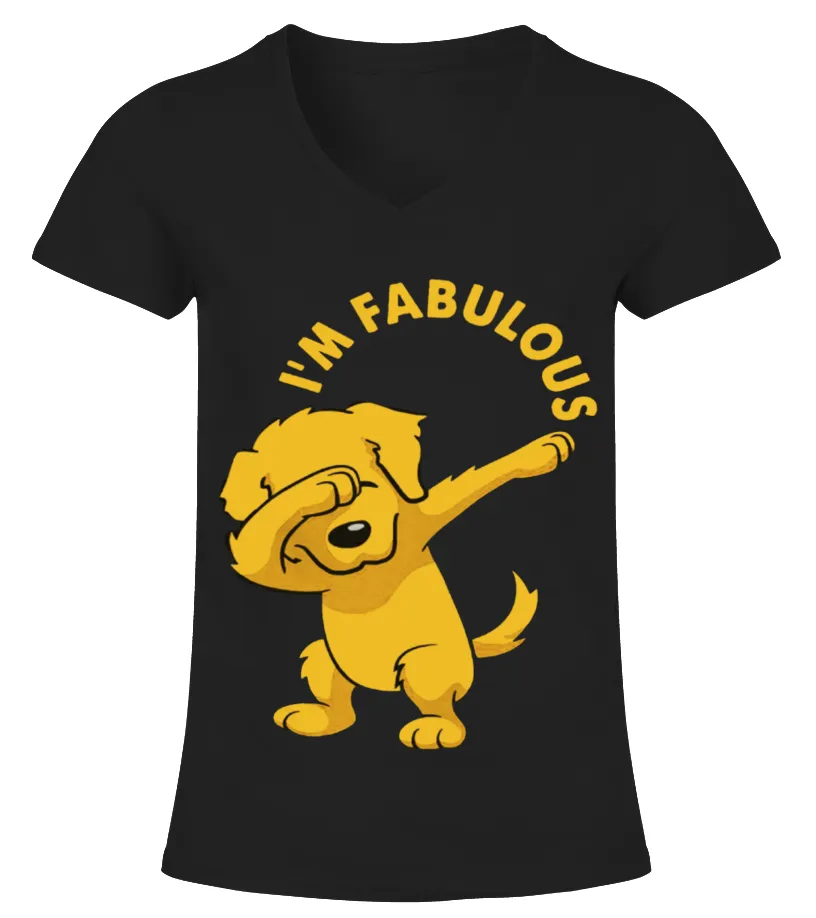 Golden Retriever Tshirt Camiseta cuello pico Mujer