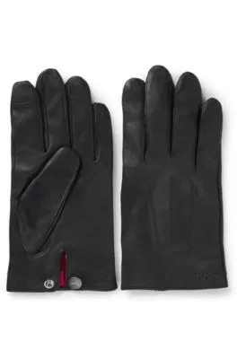 Guantes de piel con botones automáticos y forro de la marca