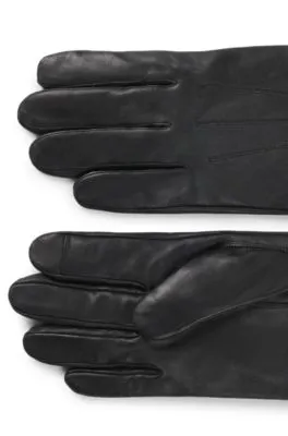 Guantes de piel con botones automáticos y forro de la marca