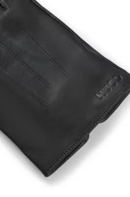Guantes de piel con botones automáticos y forro de la marca