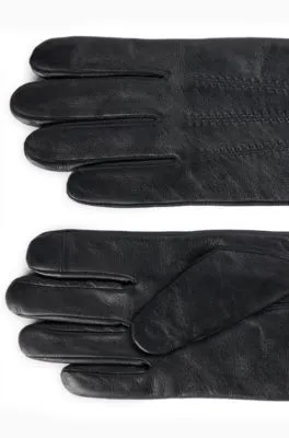 Guantes de piel con forro de mezcla de lana y letras de logo