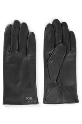 Guantes de piel con remache con logo y forro completo