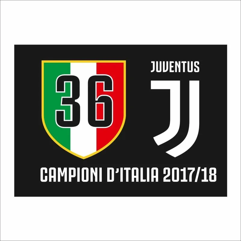La bandera de la Juventus 36 escudo de 100x140 cm JJ campeón italiano 2017/18